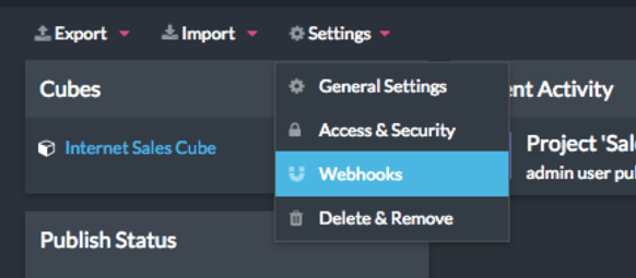 Figure 1. Configuring Webhooks in AtScale